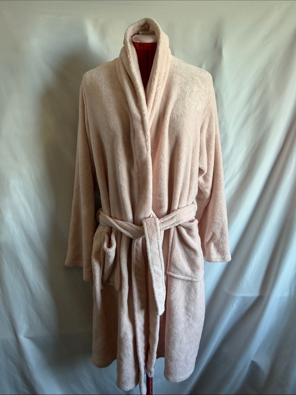 Plush Shawl Collar Robe in Light Blush - Cozy Women's Bathrobe